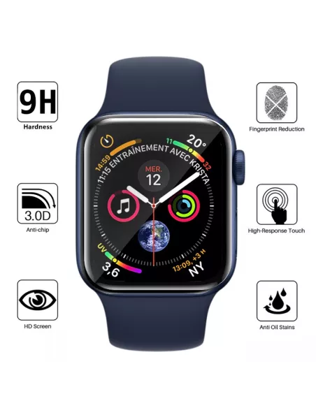 Protection écran 9H intégrale 3D Curved Apple Watch 4, 5, 6, SE (38...