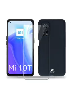 Xiaomi Mi 10T Coque Liquid Silicone Soft Touch noir + Verre Trempé ...