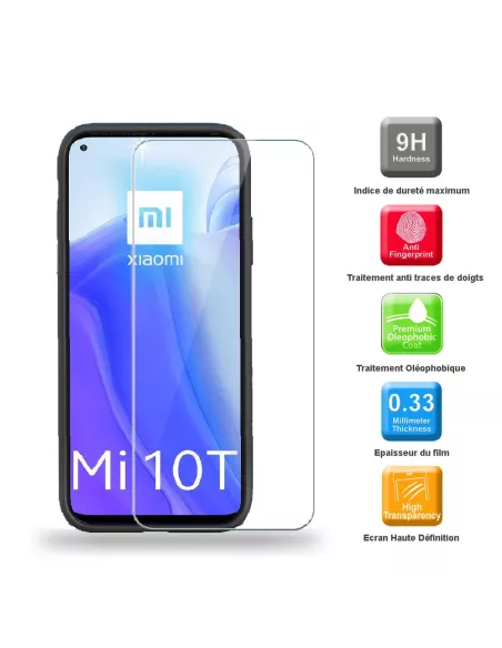 Xiaomi Mi 10T Liquid Silicone Soft Touch Case black + Tempered Glass ...