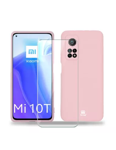 Xiaomi Mi 10T Coque Liquid Silicone Soft Touch rose + Verre Trempé ...