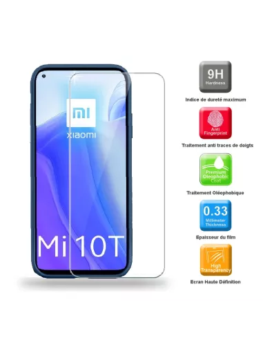 Xiaomi Mi 10T Coque Liquid Silicone Soft Touch bleu + Verre Trempé ...