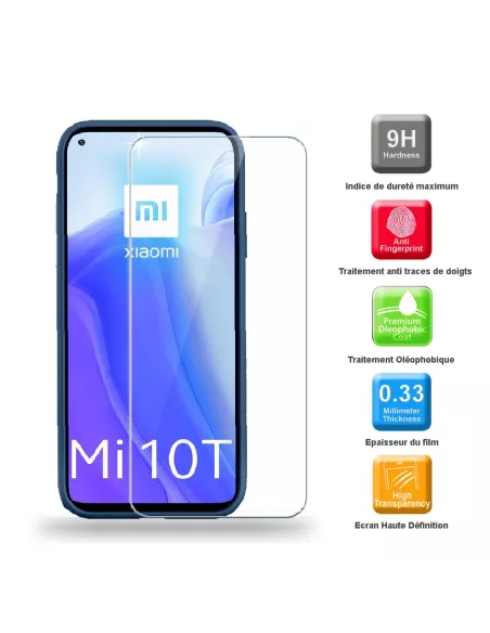 Xiaomi Mi 10T Liquid Silicone Soft Touch Case blue + Tempered Glass ...