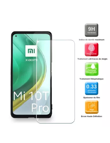 Xiaomi Mi 10T Pro Coque Liquid Silicone Soft Touch noir + Verre Tre...
