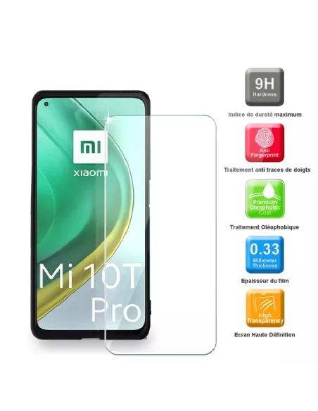 Xiaomi Mi 10T Pro Coque Liquid Silicone Soft Touch noir + Verre Tre...