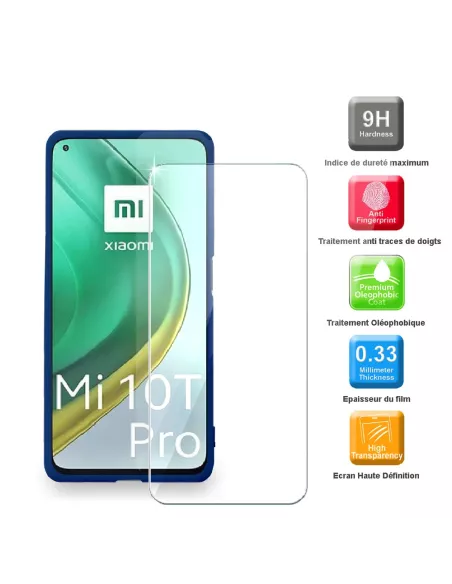 Xiaomi Mi 10T Pro Coque Liquid Silicone Soft Touch bleu + Verre Tre...