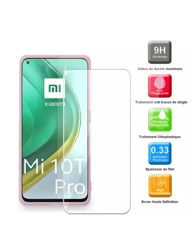 Xiaomi Mi 10T Pro Coque Liquid Silicone Soft Touch rose + Verre Tre...