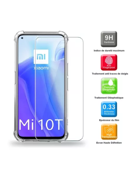 Xiaomi Mi 10T Pack Coque antichocs + Protection écran 9H | Ibroz