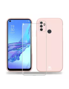 Oppo A53s Coque Liquid Silicone + Verre Trempé 9H - Rose | Ibroz