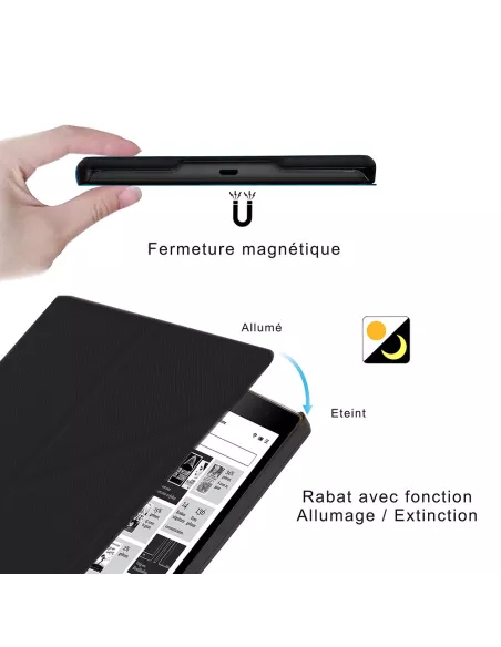 Etui cuir Origami KOBO Aura H2O (2nd Edition) - Noir | Ibroz