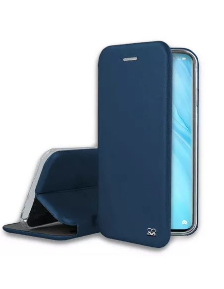 Oppo Reno 4 PRO (4G) Leather Case Folio Clam + Tempered Glass - Blue | I...