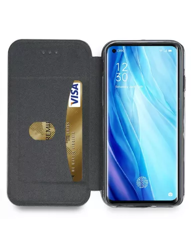 Oppo Reno 4 PRO (4G) Leather Case Folio Clam + Tempered Glass - Blue | I...