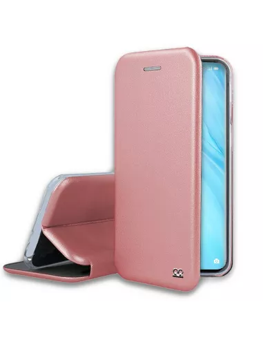 Oppo Reno 4 PRO (4G) Leather Case Folio Clam + Tempered Glass - Pink Gol...