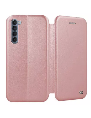 Oppo Reno 4 PRO (4G) Leather Case Folio Clam + Tempered Glass - Pink Gol...