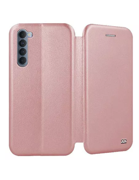 Oppo Reno 4 PRO (4G) Leather Case Folio Clam + Tempered Glass - Pink Gol...