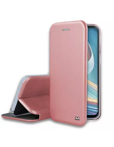 Oppo Reno 4Z Etui Cuir Folio Clam + Verre Trempé - Rose Gold | Ibroz