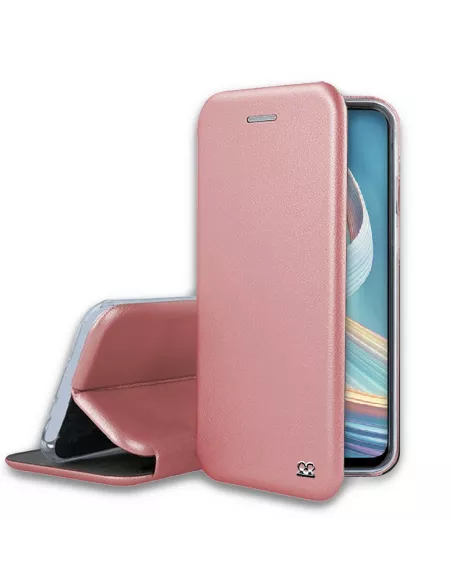 Oppo Reno 4Z Etui Cuir Folio Clam + Verre Trempé - Rose Gold | Ibroz