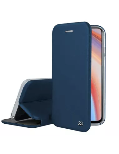 Oppo Reno 4 Folio Clam Leather Case + Tempered Glass - Blue | Ibroz