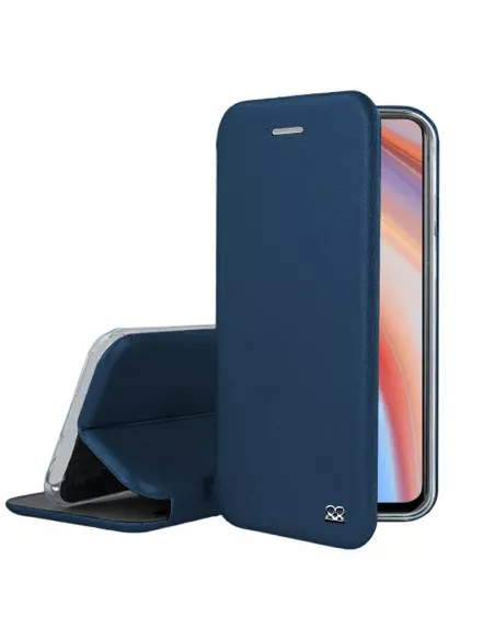 Oppo Reno 4 Folio Clam Leather Case + Tempered Glass - Blue | Ibroz