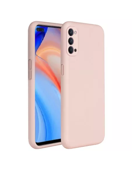 Oppo Reno 4 Coque Liquid Silicone Soft Touch + Verre Trempé - Rose ...
