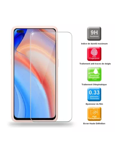 Oppo Reno 4 Coque Liquid Silicone Soft Touch + Verre Trempé - Rose ...