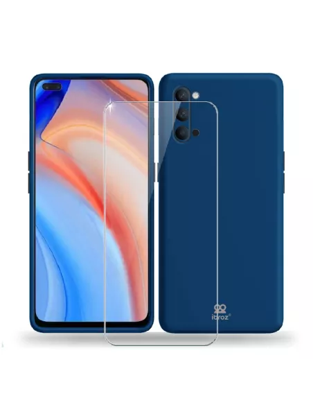 Oppo Reno 4 Coque Liquid Silicone Soft Touch + Verre Trempé - Bleu ...