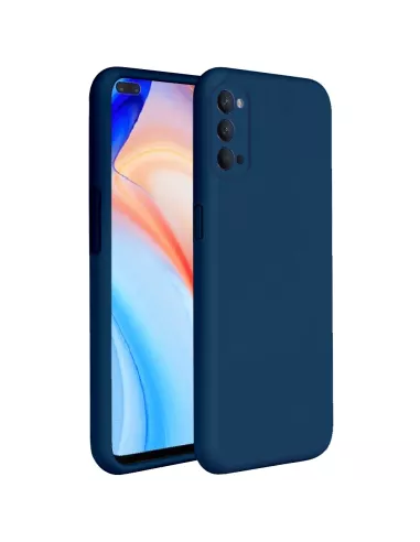 Oppo Reno 4 Coque Liquid Silicone Soft Touch + Verre Trempé - Bleu ...