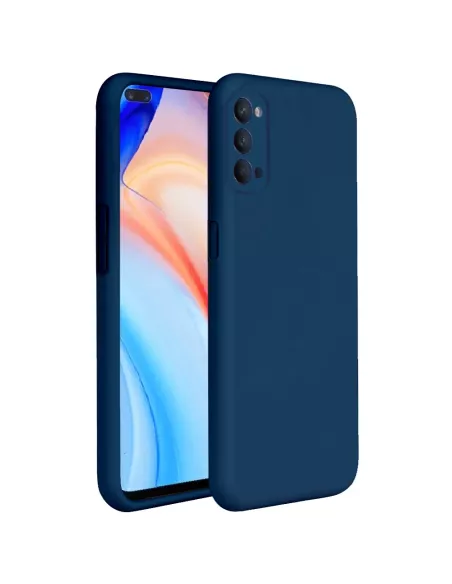 Oppo Reno 4 Coque Liquid Silicone Soft Touch + Verre Trempé - Bleu ...