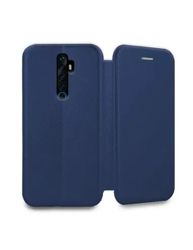 Oppo Reno 2 Etui Cuir Folio Clam + Verre Trempé + Bleu | Ibroz