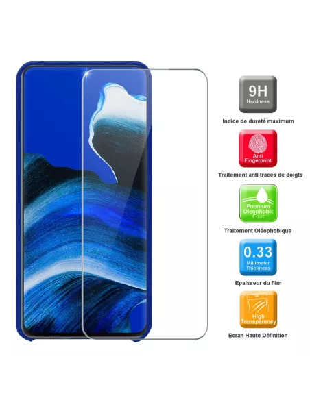 Oppo Reno 2Z Coque Liquid Silicone + Verre Trempé 9H - Bleu | Ibroz