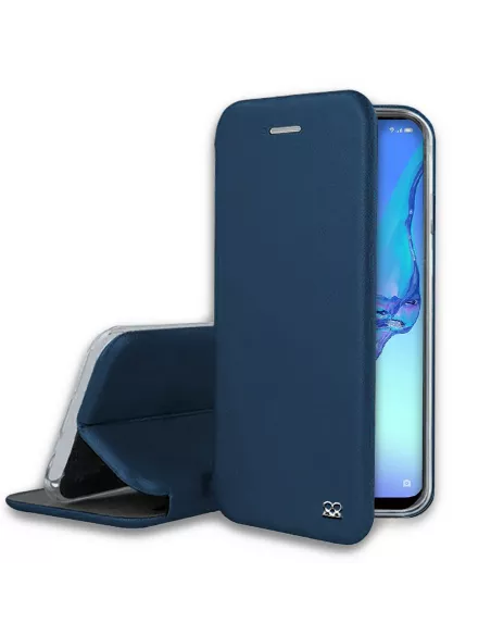 Oppo A53s Folio Clam Leather Case + Tempered Glass - Blue | Ibroz