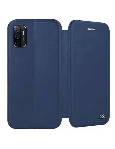 Oppo A53s Etui Cuir Folio Clam + Verre Trempé - Bleu | Ibroz