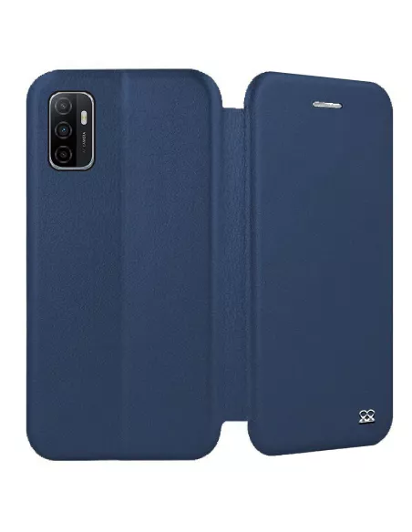 Oppo A53s Etui Cuir Folio Clam + Verre Trempé - Bleu | Ibroz