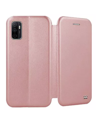 Oppo A53s Etui Cuir Folio Clam + Verre Trempé - Rose Gold | Ibroz