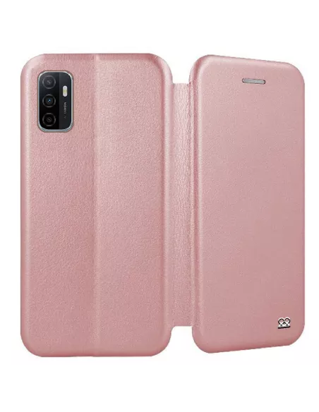 Oppo A53s Etui Cuir Folio Clam + Verre Trempé - Rose Gold | Ibroz