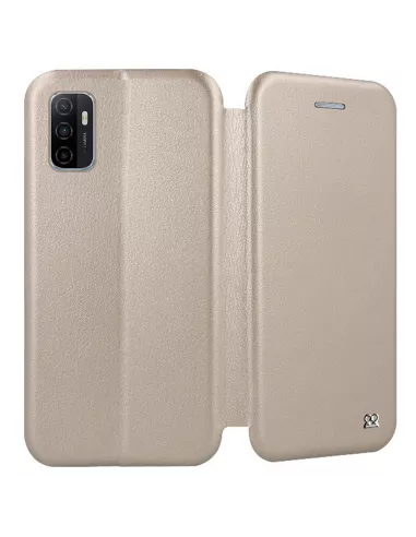 Oppo A53s Etui Cuir Folio Clam + Verre Trempé - Gold | Ibroz