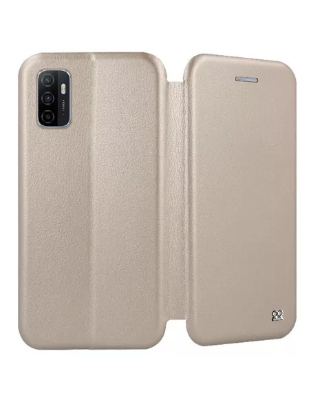 Oppo A53s Folio Clam Leather Case + Tempered Glass - Gold | Ibroz