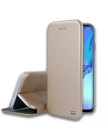 Oppo A53s Etui Cuir Folio Clam + Verre Trempé - Gold | Ibroz