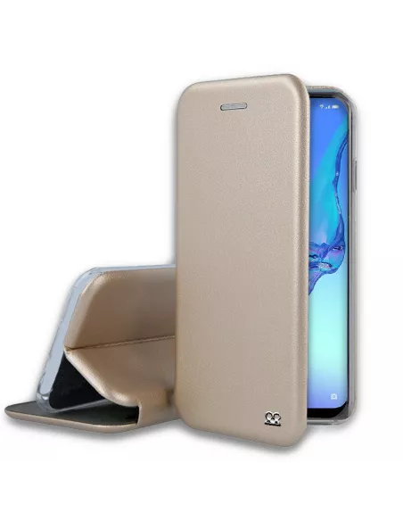 Oppo A53s Folio Clam Leather Case + Tempered Glass - Gold | Ibroz