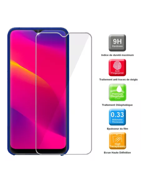 Oppo A5 Coque Liquid Silicone Soft Touch + Verre trempé 9H - Bleu |...