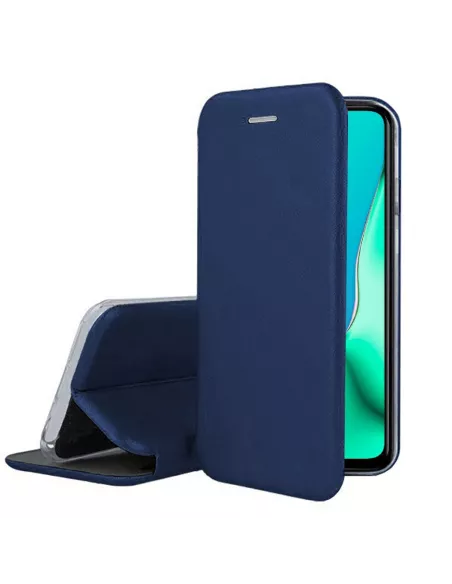 Oppo A9 Etui Cuir Folio Clam + Verre Trempé + Bleu | Ibroz