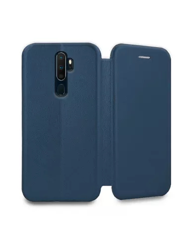 Oppo A5 2020 Folio Clam Leather Case + Tempered Glass + Blue | Ibroz