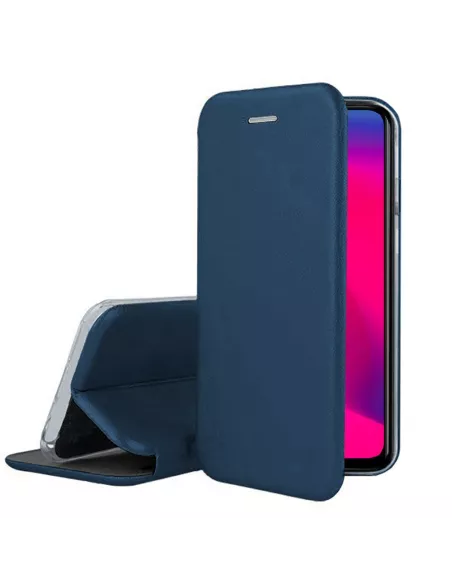 Oppo A5 2020 Folio Clam Leather Case + Tempered Glass + Blue | Ibroz