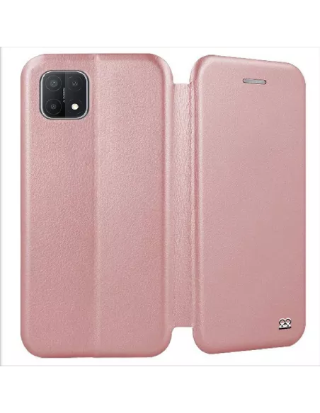 Oppo A15 Folio Clam Leather Case - Rose Gold | Ibroz