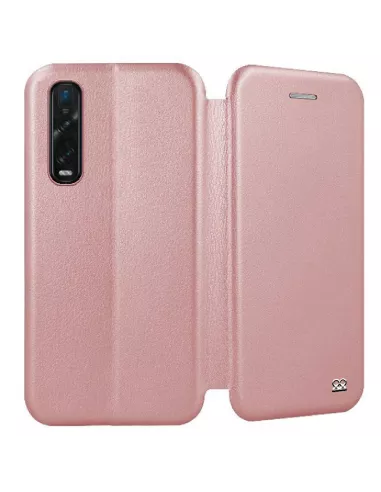 Oppo Find X2 Pro Leather Case Folio Clam + Rose Gold | Ibroz