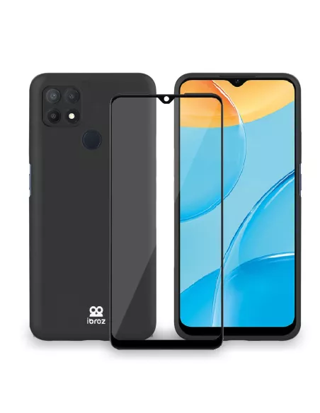 Oppo A15 Coque Liquid Silicone Soft Touch + Verre trempé 9H - Noir ...