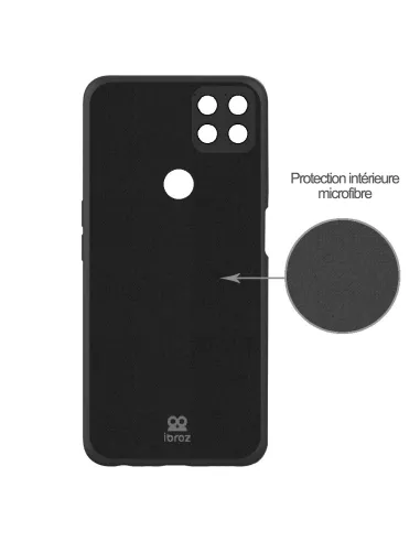 Oppo A15 Coque Liquid Silicone Soft Touch + Verre trempé 9H - Noir ...