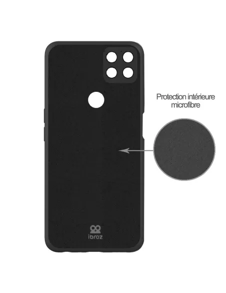 Oppo A15 Coque Liquid Silicone Soft Touch + Verre trempé 9H - Noir ...