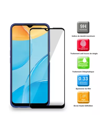 Oppo A15 Liquid Silicone Soft Touch Case + 9H Tempered Glass - Blue ...