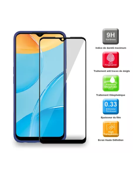 Oppo A15 Liquid Silicone Soft Touch Case + 9H Tempered Glass - Blue ...