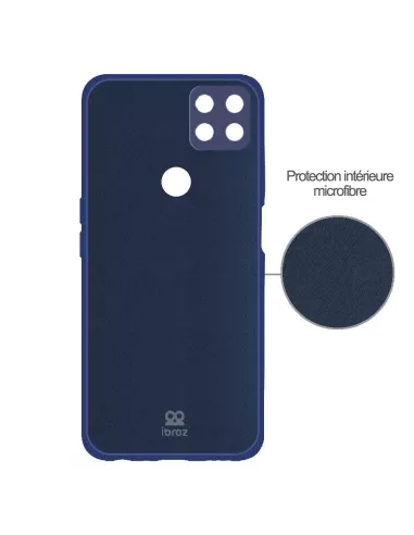 Oppo A15 Liquid Silicone Soft Touch Case + 9H Tempered Glass - Blue ...